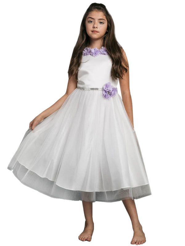 Petite Adele Little Girls Lilac Chiffon Floral Brooch Flower Girl Dress 2-6 - SophiasStyle.com